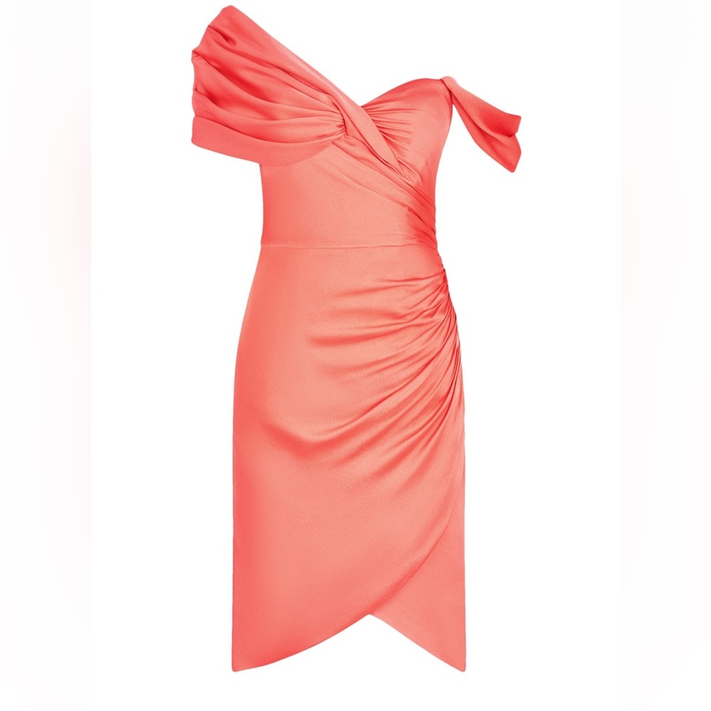 Theia Daniela Asymmetric Draped Satin Dress - Picture 2 of 7